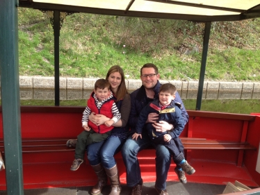 Andrew and his family on a visit to Wrexham